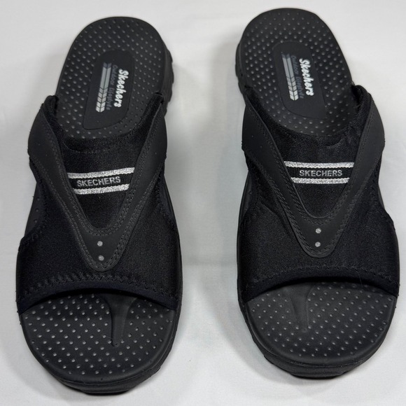 Skechers Shoes - Skechers Outdoor Lifestyle Black Slide Sandals Leather Textile 47101 BBK US 9